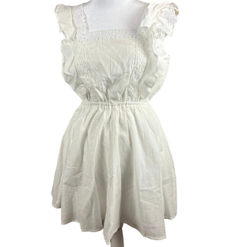Petal & Pup Womens Serendipity Mini Dress Size 4 White Ruffle Lace NWT